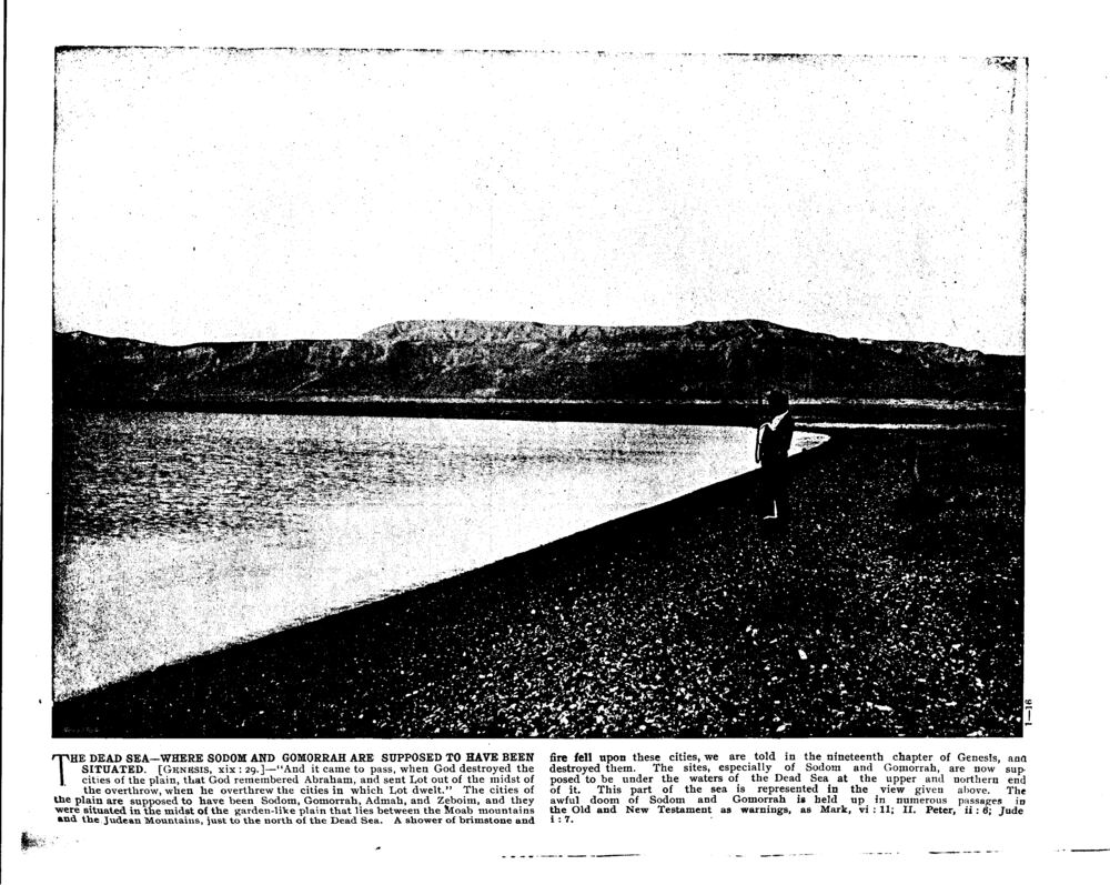 THE DEAD SEA—WHERE SODOM AND GOMORRAH ARE SUPPOSED TO HAVE BEEN SITUATED. [Genesis, xix: 29.]