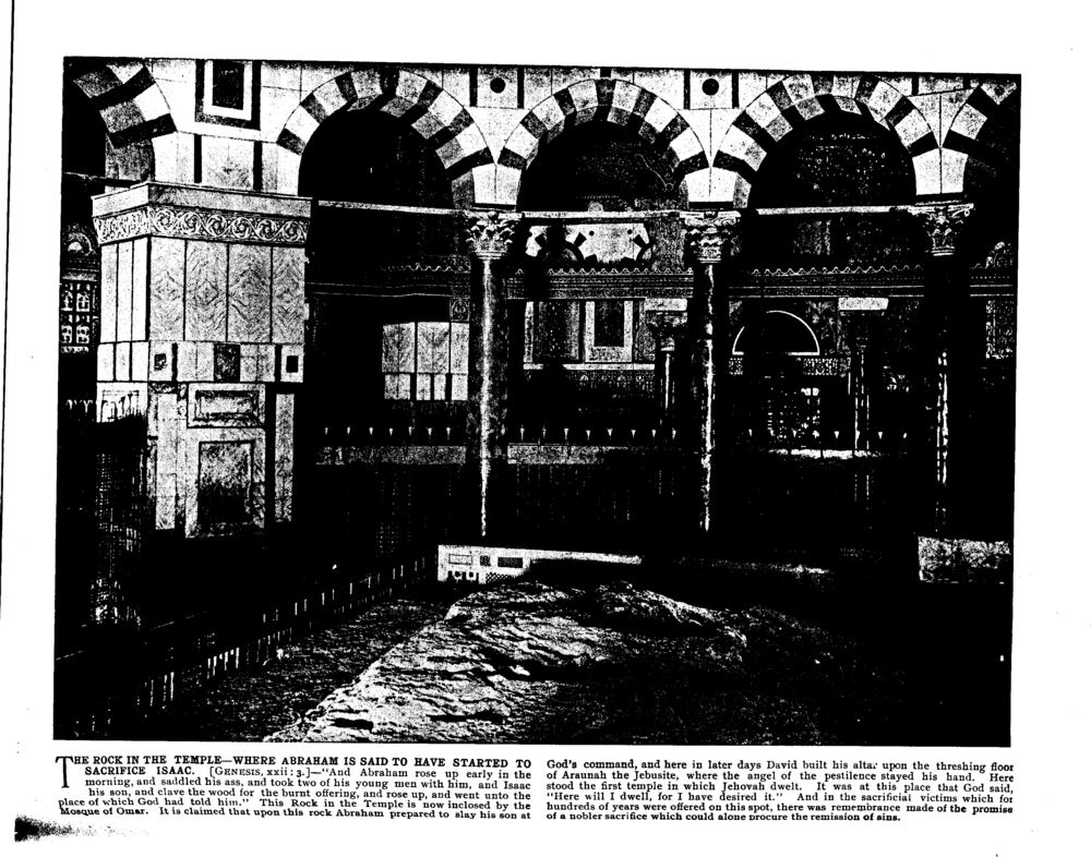 THE ROCK IN THE TEMPLE—WHERE ABRAHAM IS SAID TO HAVE STARTED TO SACRIFICE ISAAC. [GENESIS, xxii: 3.]