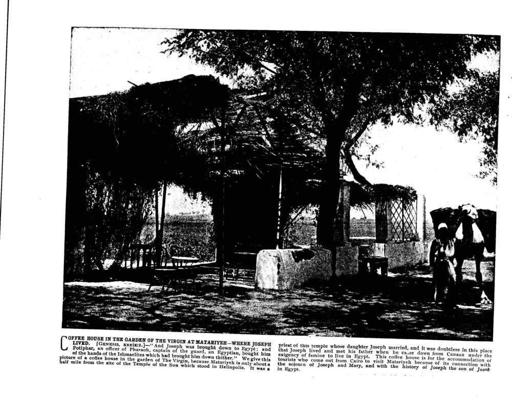 COFFEE HOUSE IN THE GARDEN OF THE VIRGIN AT MATARIYEH—WHERE JOSEPH LIVED. [Genesis, xxxix:1.]