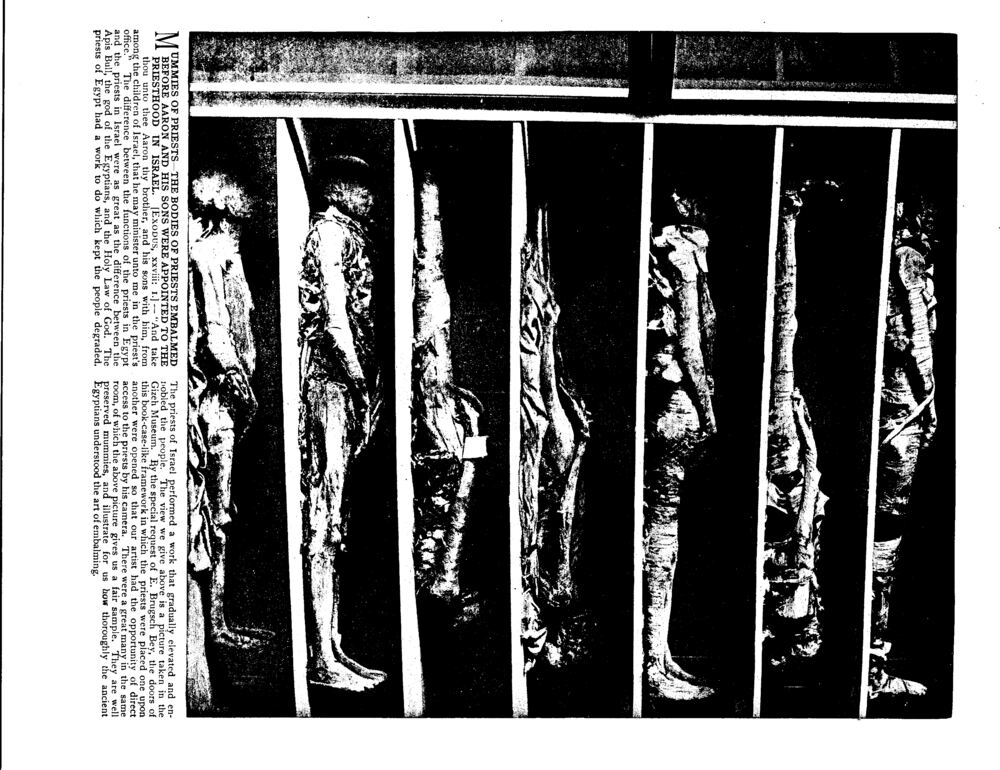 MUMMIES OF PRIESTS—THE BODIES OF PRIESTS EMBALMED BEFORE AARON AND HIS SONS WERE APPOINTED TO THE PRIESTHOOD IN ISRAEL. [EXODUS, xxviii: 1.]