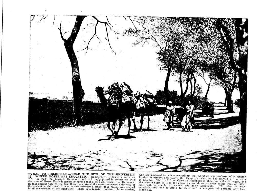 ROAD TO HELIOPOLIS—NEAR THE SITE OF THE UNIVERSITY WHERE MOSES WAS EDUCATED. [Numbers, v.]
