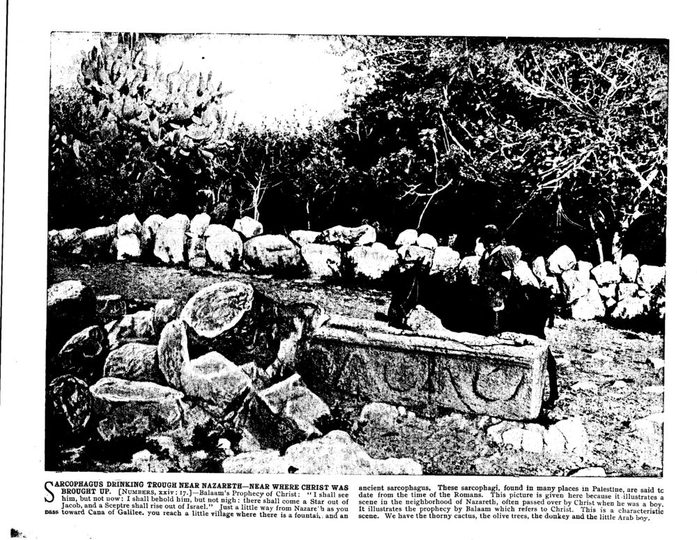 SARCOPHAGUS DRINKING TROUGH NEAR NAZARETH—NEAR WHERE CHRIST WAS BROUGHT UP. [NUMBERS, xxiv: 17.]