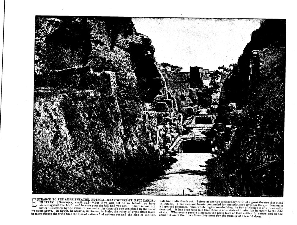 ENTRANCE TO THE AMPHITHEATRE, PUTEOLI—NEAR WHERE ST. PAUL LANDED IN ITALY. [Numbers, xxxii:23.]