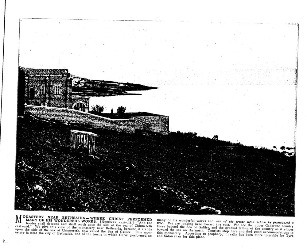 MONASTERY NEAR BETHSAIDA—WHERE CHRIST PERFORMED MANY OF HIS WONDERFUL WORKS. [Numbers, xxxiv:11.]