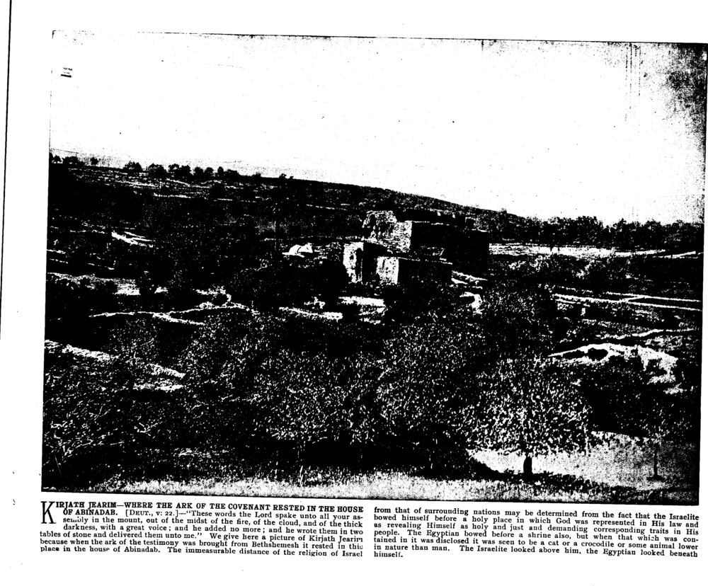 KIRJATH JEARIM—WHERE THE ARK OF THE COVENANT RESTED IN THE HOUSE OF ABINADAB. [Deut., v: 22.]