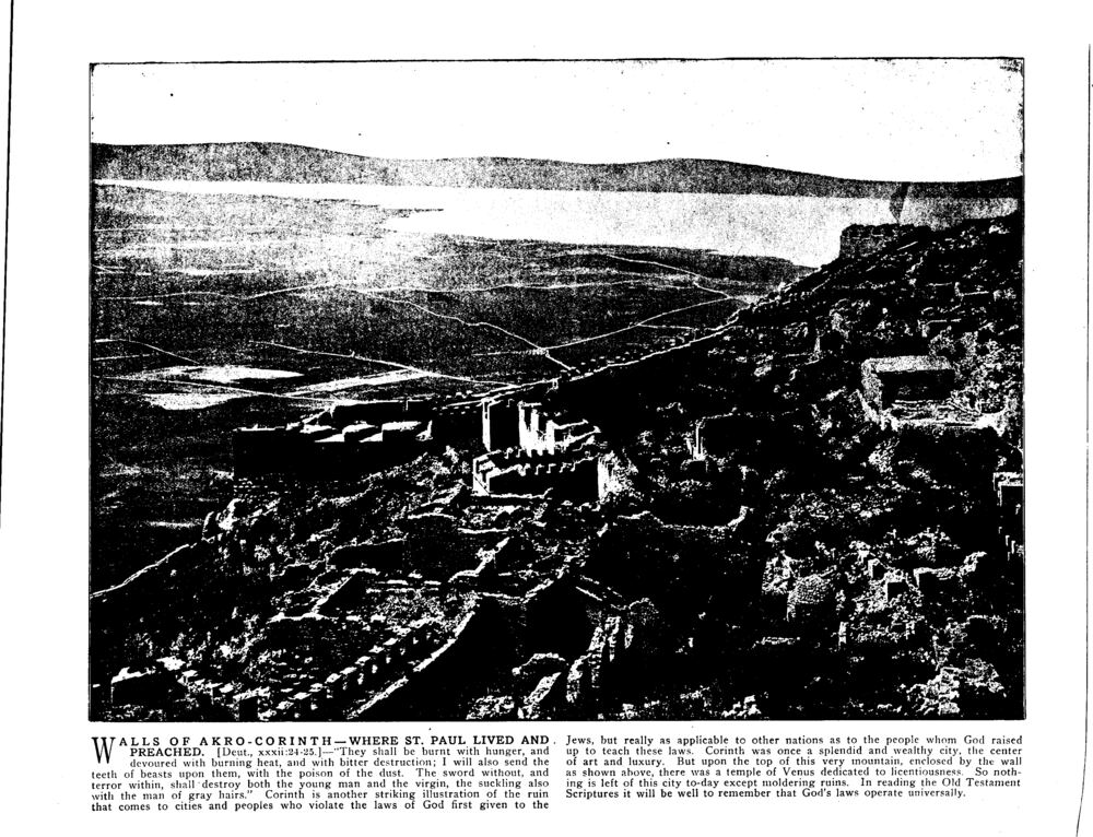 WALLS OF AKRO-CORINTH—WHERE ST. PAUL LIVED AND PREACHED. [Deut., xxxii: 24-25.]