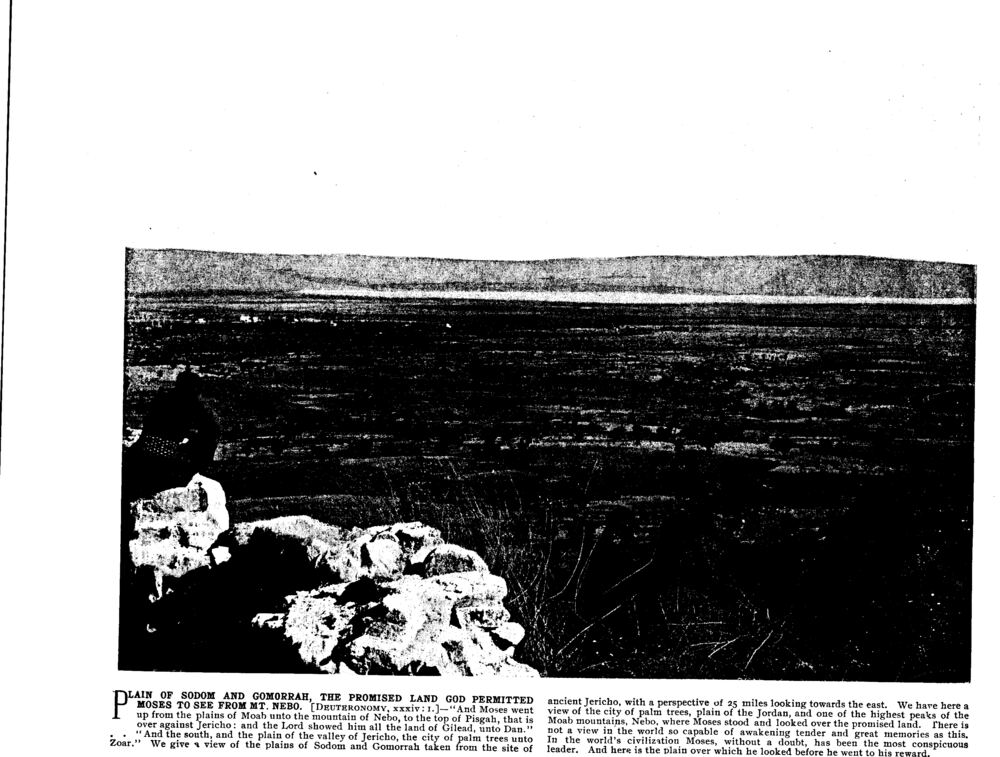 PLAIN OF SODOM AND GOMORRAH, THE PROMISED LAND GOD PERMITTED MOSES TO SEE FROM MT. NEBO. [Deuteronomy, xxxiv: 1.]