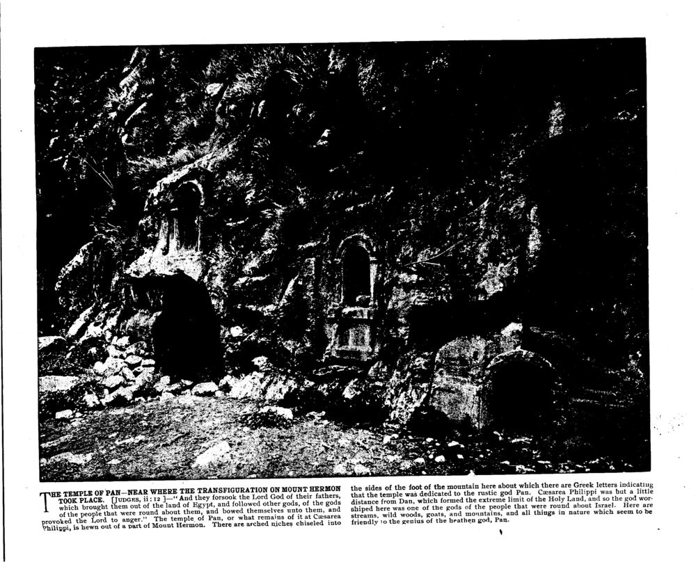 THE TEMPLE OF PAN—NEAR WHERE THE TRANSFIGURATION ON MOUNT HERMON TOOK PLACE. [Judges, ii:12]