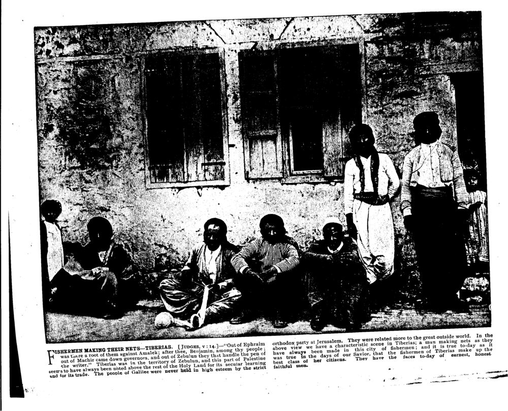 FISHERMEN MAKING THEIR NETS—TIBERIAS. [Judges, v: 14.]