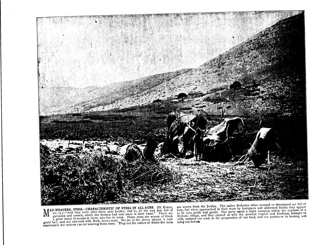 MAT-WEAVERS, SYRIA—CHARACTERISTIC OF SYRIA IN ALL AGES. [II. Kings, vii: 15.]