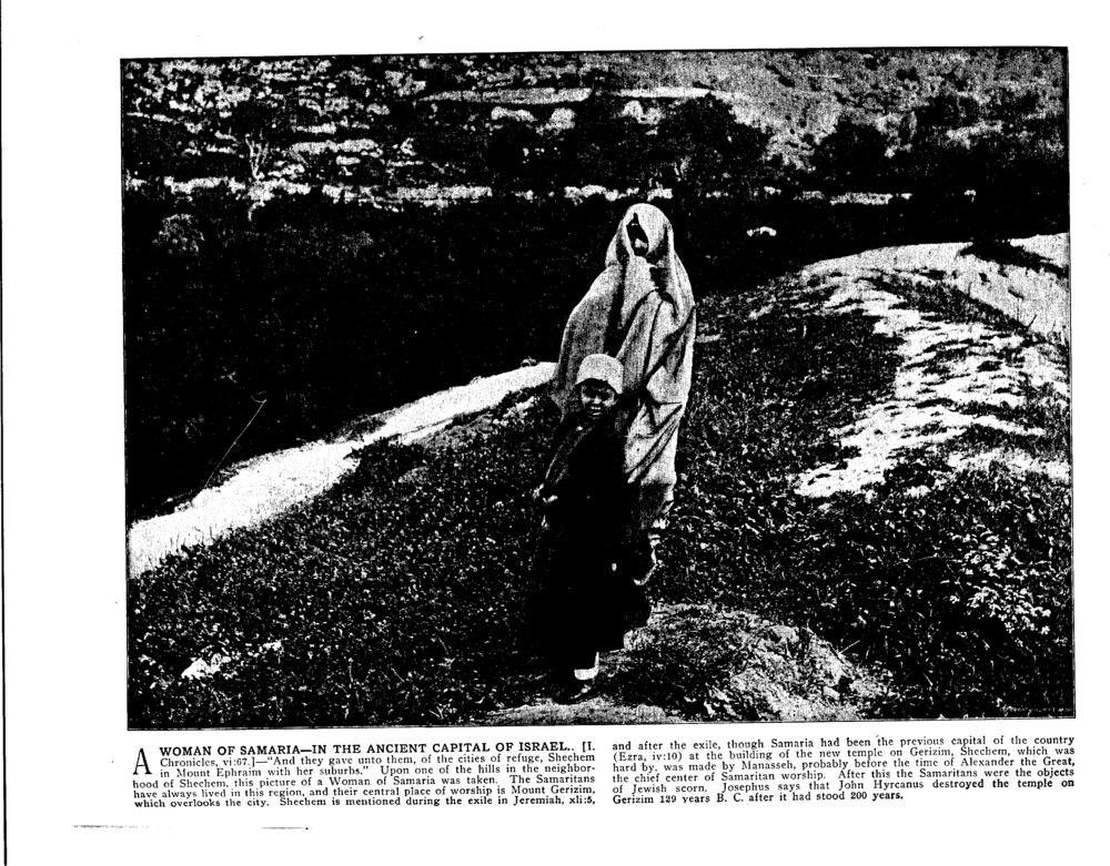 A WOMAN OF SAMARIA—IN THE ANCIENT CAPITAL OF ISRAEL.. [I. Chronicles, vi:67.]