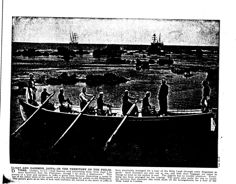 BOAT AND OARSMEN, JAFFA—IN THE TERRITORY OF THE PHILISTINES. [Judges, xv:3.]