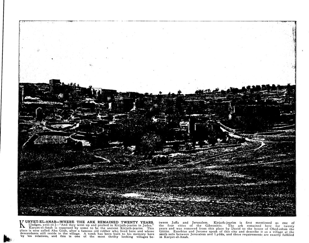 KURYET-EL-ANAB—WHERE THE ARK REMAINED TWENTY YEARS. [Judges, xviii:12.]