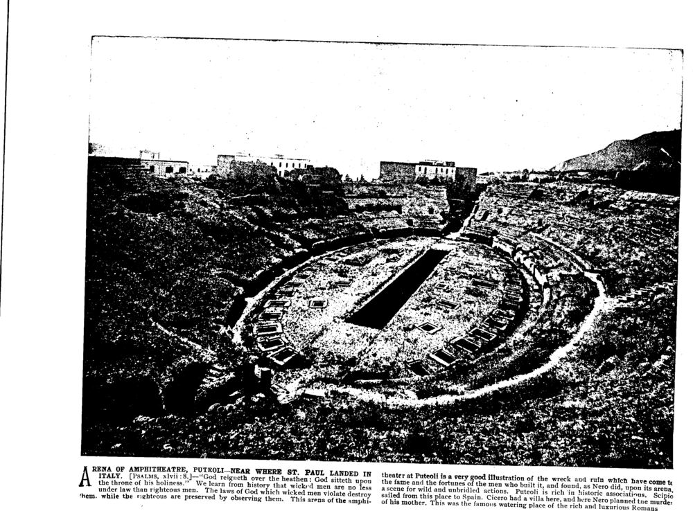 ARENA OF AMPHITHEATRE, PUTEOLI—NEAR WHERE ST. PAUL LANDED IN ITALY. [Psalms, xlvii:8.]