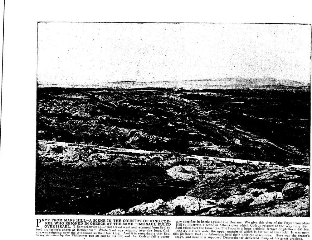 PNYX FROM MARS HILL—A SCENE IN THE COUNTRY OF KING CODRUS, WHO REIGNED IN GREECE AT THE SAME TIME SAUL RULED OVER ISRAEL. [I. Samuel. xvii: 15.]