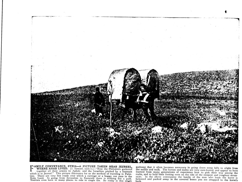 FAMILY CONVEYANCE, SYRIA—A PICTURE TAKEN NEAR JEZREEL, WHERE AHAB LIVED. [I. Samuel, xxix:1.]