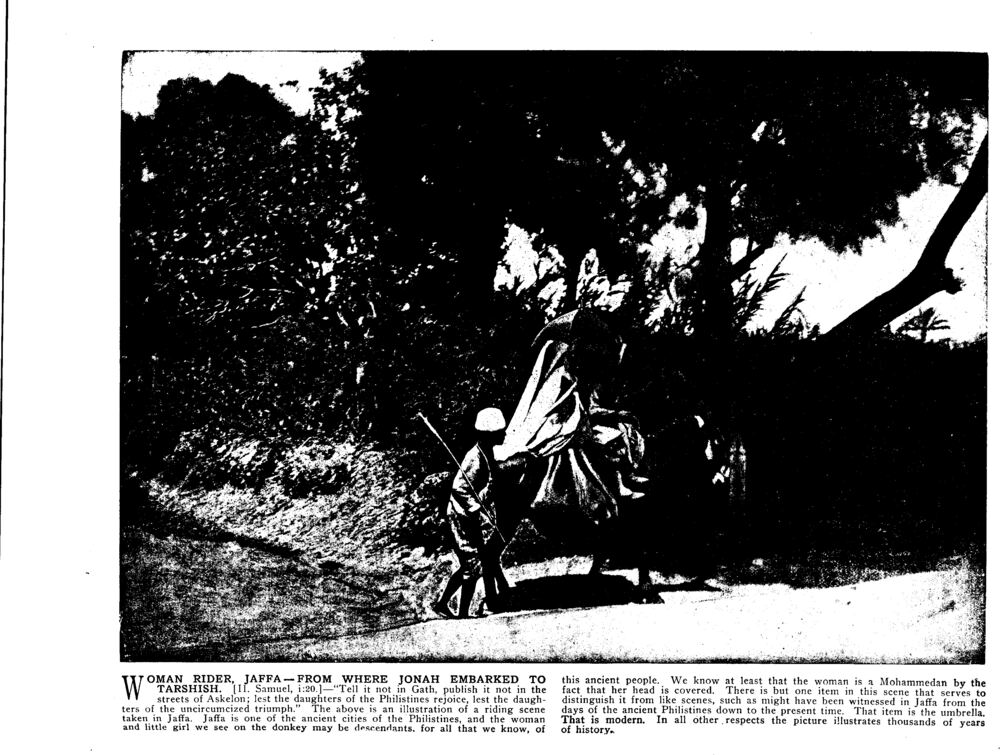 WOMAN RIDER, JAFFA—FROM WHERE JONAH EMBARKED TO TARSHISH. [II. Samuel, i:20.]