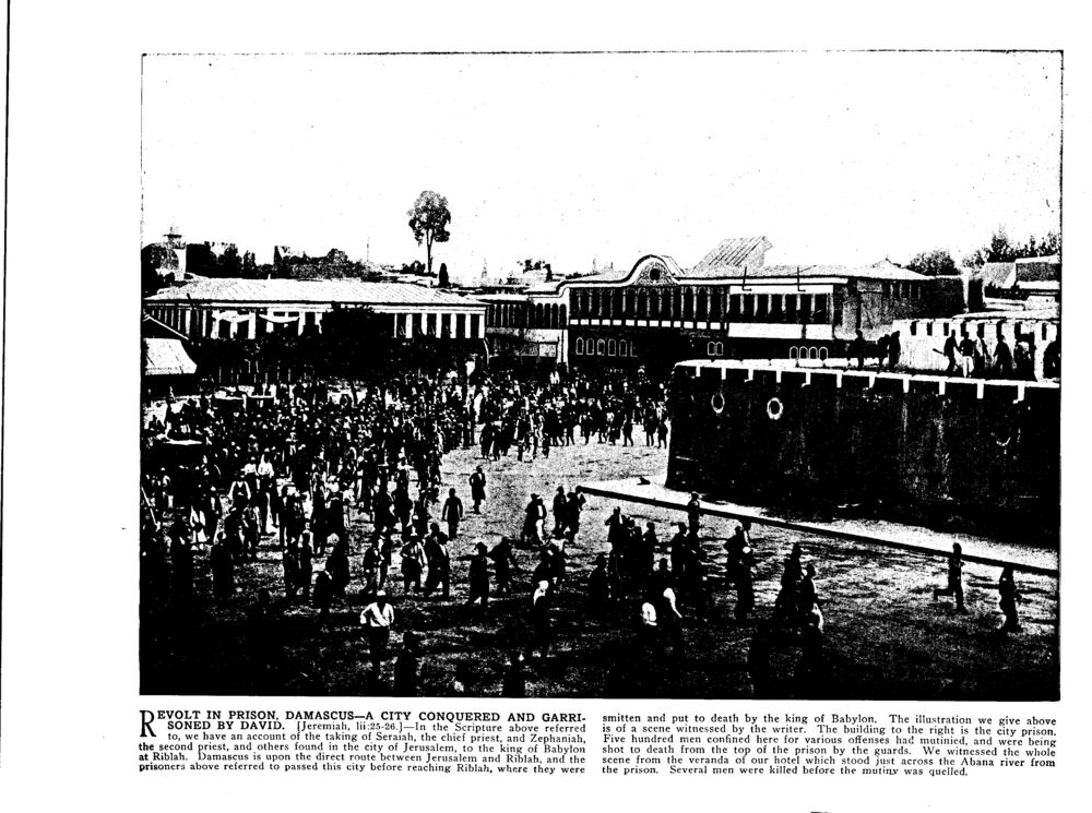 REVOLT IN PRISON, DAMASCUS—A CITY CONQUERED AND GARRISONED BY DAVID. [Jeremiah, lii:25-26.]