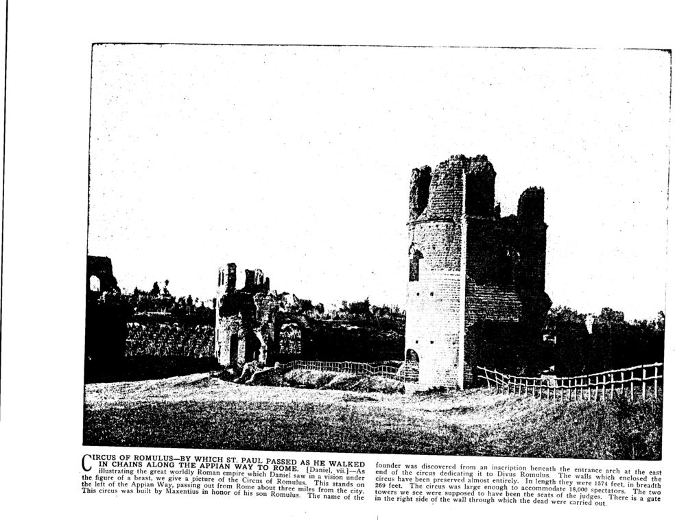 CIRCUS OF ROMULUS—BY WHICH ST. PAUL PASSED AS HE WALKED IN CHAINS ALONG THE APPIAN WAY TO ROME. [Daniel, vii.]