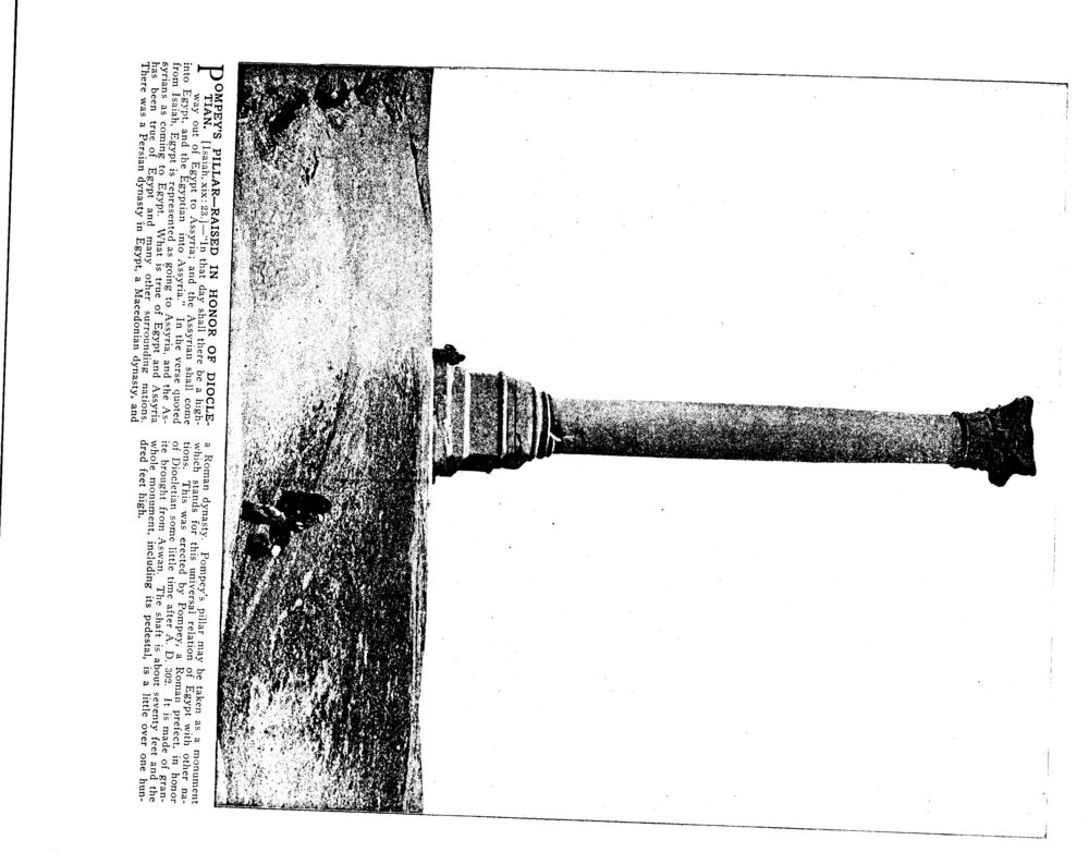 POMPEY'S PILLAR—RAISED IN HONOR OF DIOCLETIAN. [Isaiah, xix: 23.]