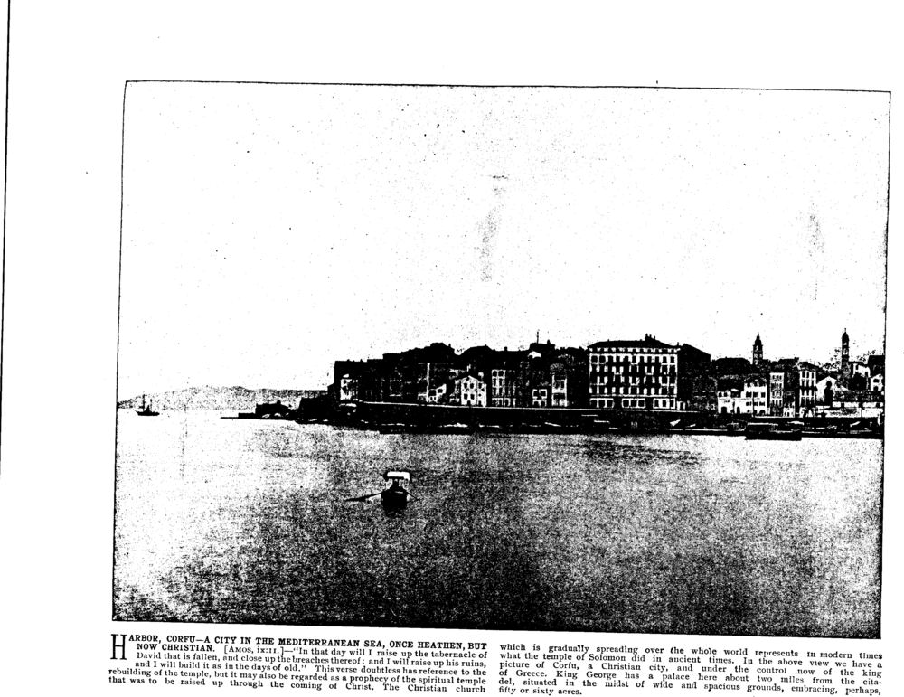 HARBOR, CORFU—A CITY IN THE MEDITERRANEAN SEA, ONCE HEATHEN, BUT NOW CHRISTIAN. [Amos, ix:11.]