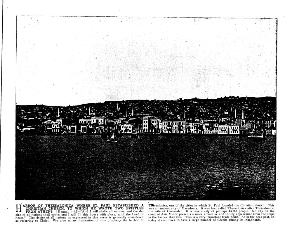 HARBOR OF THESSALONICA—WHERE ST. PAUL ESTABLISHED A CHRISTIAN CHURCH, TO WHICH HE WROTE TWO EPISTLES FROM ATHENS. [Haggai, ii:7.]